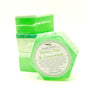 Green hexagonal soap bar with packaging on a white background