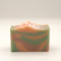 Colorful swirled soap bar on a white background