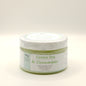 Four-ounce jar of Green Tea & Cucumber foaming sugar scrub on a white background