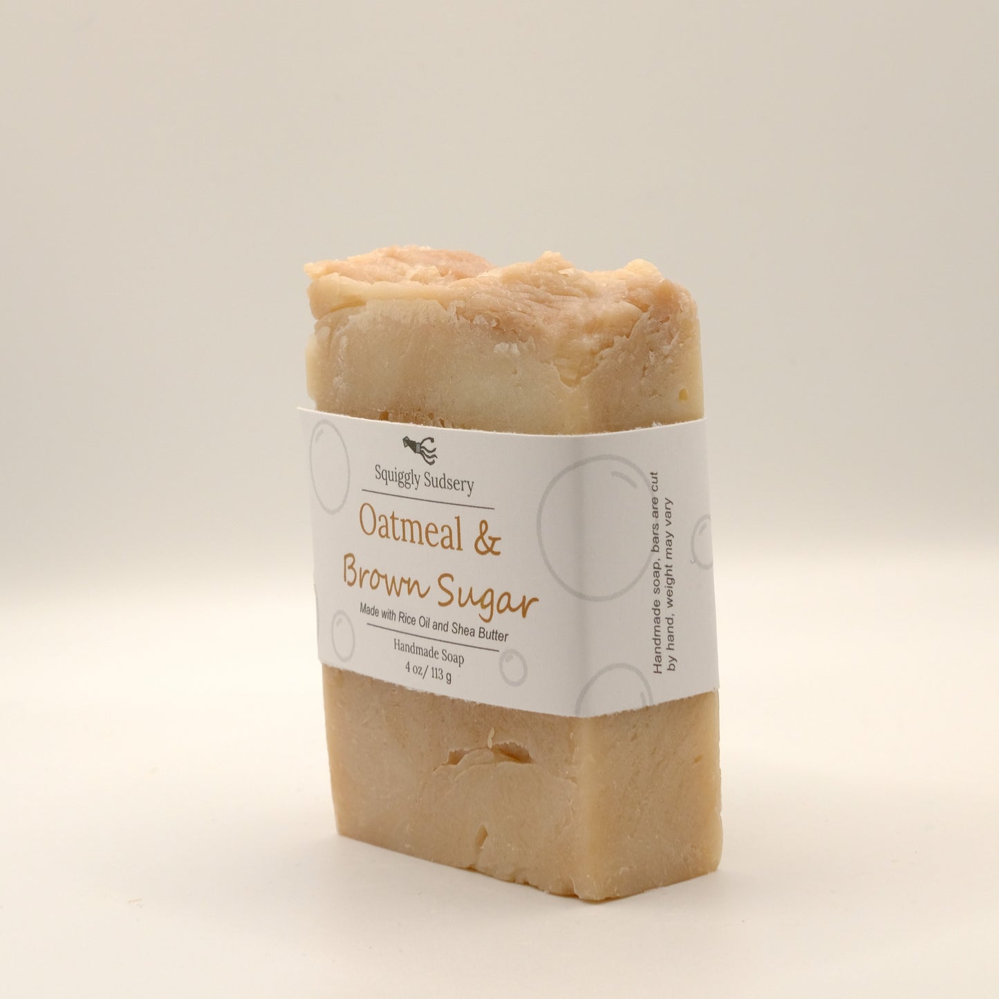 Three-quarter view of Oatmeal and Brown Sugar Cold Process Soap