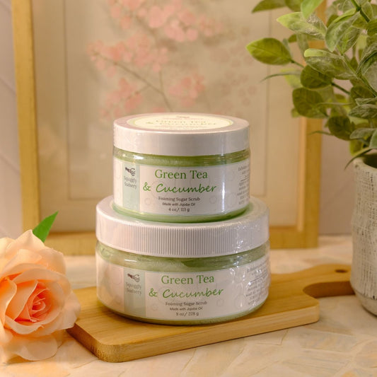 Green Tea & Cucumber Foaming Sugar Scrub | Handmade Sugar Scrub