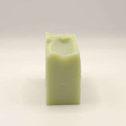 Green rectangular soap bar on a light background